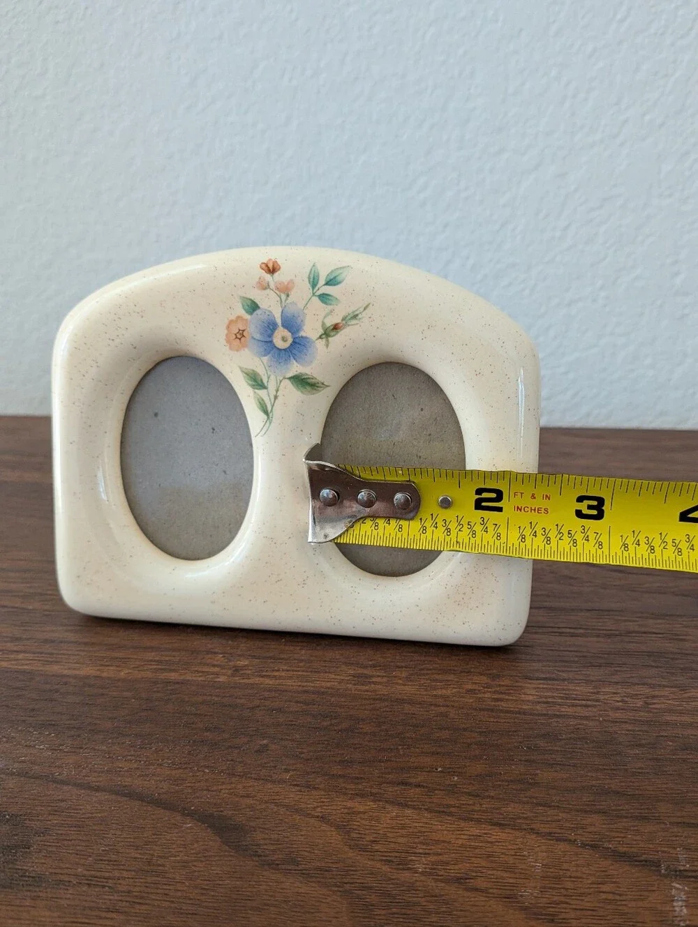 VTG Ceramic Double Oval Small Floral Picture Frame Cottagecore Sabby Chic 5